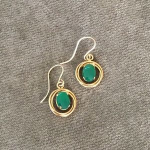 Gold Filled Chrysoprase Pierced Earrings 1”